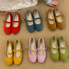 LIZAKOSHT - Spring Brand Women Flats Soft Leather Eelgant Dress Shoes Round Toe Shallow Slip On Ladies Casual Ballet Shoes Mule New