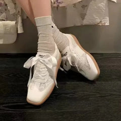 LIZAKOSHT - New Dexun Shoes Women's Retro Genuine Leather Lace Casual Flat Running Shoes Comfort Soft Sole Female Sports Shoes