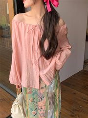 LIZAKOSHT - Fashion Sweet Vacation Blouses Women Sunscreen Loose 2024 Printed Maxi Skirts Florals Summer Chic Casual Office Lady