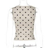 LIZAKOSHT - Casual Sexy Polka Dot Tank Tops For Women O-neck Sleeveless Slim Corset T-shirt Streetwear Y2K Girls Clothes Cropped Top