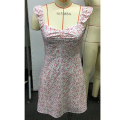 LIZAKOSHT  -  Summer Women Mini Dress Fashion Streetwear Ladies Clothing Sleeveless Suspender Skirt Sweet Flower Prints Female Dress XS-2XL