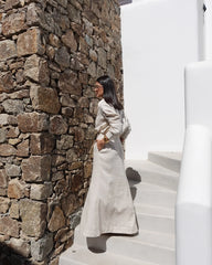 LIZAKOSHT - 2pcs Linen T Shirt+ Long Dress Suits Office Lady Long Sleeves Elegant Dress Suits Whin Summer High Waist Loose Uniform