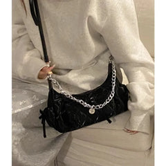 LIZAKOSHT - Elegant Pink Shoulder Bag for Women Summer Fashion Leather Casual Cute Handbag Chains Hot Girls Daily Gentle Armpit Bag