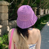 Lizakosht Women Bucket Hat Folding Straw Hat Woman Summer Outing Sun Hat Holiday Sandals Beach Hat Sunscreen Fisherman Hat