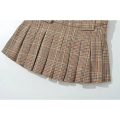 LIZAKOSHT - Women American Retro Sexy Low Waist Pleated Mini Skirt Summer Skirts