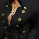 LIZAKOSHT - Warm Autumn Winter Thickening Knitted Sweater Women Casual Zipper Polo Collar Loose Knitted Pullovers Female Buttons Jumper