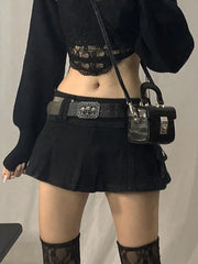 LIZAKOSHT - Low Waist Micro Skirts Y2K Streetwear Acubi Pockets Patchwork A-line Skirt E-girl Aesthetics Outfits Zipper