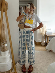 LIZAKOSHT - Elegant Flower Embroidery Women Pants High Waist Zipped Pocket Female Trousers 2024 Spring Summer New Fashion Lady Streetwear