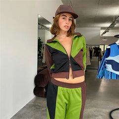 LIZAKOSHT - Autumn and Winter New Two-piece Women's Contrast Trousers Casual Suit Fashion Cardigan Casual Sports Women's Clothing