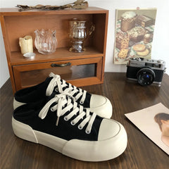 LIZAKOSHT - Shoes for Women Canvas Lace Up Woman Footwear High on Platform Black Quality New In Y2k Fashion Offer Casual Luxury Light A