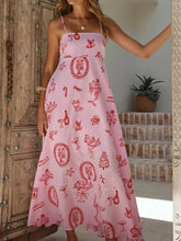 LIZAKOSHT - Printed suspender loose and personalized underwater creature long skirt vacation style fashionable new casual dress