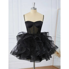 LIZAKOSHT - Mini Tiered Homecoming Dresses Sexy Cocktail Ball Party Gowns Shiny Short Backless Evening Dresses Коктейльные Платья