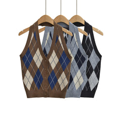 LIZAKOSHT - Women's Knit Vest Halter Backless V Neck Tank Top Slimming Color Block Vest Tops