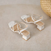 LIZAKOSHT - cross band high heels sandals women thick heel summer shoes solid color ankle strap gladiator sandalias de tacón