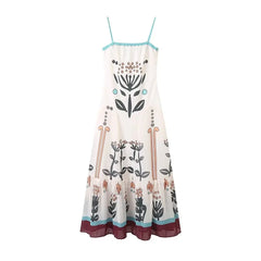LIZAKOSHT - Retro Tube Top Print Slim Dress Sling Jumpsuit Women Spring and Summer
