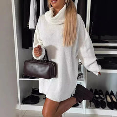 LIZAKOSHT - Elegant Warm Sweater Pullover Autumn Winter Women's Turtleneck Loose Knitted Sweater Casual Long Sleeved Solid Commuting Sweater