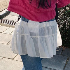 LIZAKOSHT  -  Mesh Skirts for Women Vintage See Through Bandage Tulle Mini Skirt Spring Summer 2025 New Y2k Fashion Chic Lady Skirts