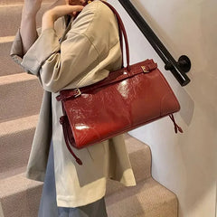 LIZAKOSHT - Retro PU Leather Shoulder Bag For Women New Autumn Winter Luxury Trend Underarm Bags Lady Korean Fashion Tote Bags Handbags