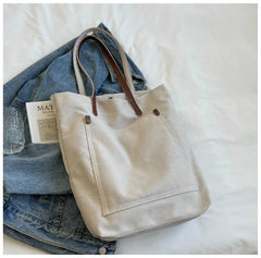 LIZAKOSHT - Large Capacity Canvas Bag Shoulder Handbag Student Class School Bag Commuting Tote Bag Simple Casual Backpack