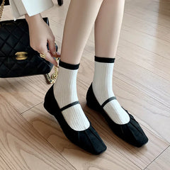 LIZAKOSHT - Fashion Women Shoes New High Quality Genuine Leather Retro Square Headed Mary Janes Daily Commuter Lightweight Shoes