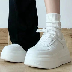 LIZAKOSHT - White Sports Shoes Korean Women Platform Sneakers Casual Harajuku Tennis Female Vintage Vulcanize Designer Footwear