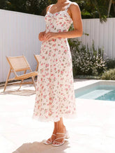 LIZAKOSHT  -  Elegant Maxi Dress with Floral Print and Lace Trim Sleeveless A-Line Dress for Women Perfect for Summer Fashion