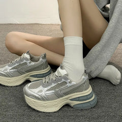 LIZAKOSHT - Women's Shoes Casual Shoes Spring Tennis Female Woman-shoes Sneakers Platform Trainers Roses Thick Sole Retro Leisure