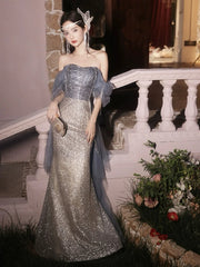 LIZAKOSHT - Luxury Mermaid Evening Dresses Strapless Beading Tassel Floor Length Lace-up Sequins Purple Wedding Celebrity Prom Gowns 2024