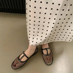 LIZAKOSHT  -  Summer New Women Flat Shoes Fashion Mesh Round Toe Ladies Casual Loafer Shoes Soft Flat Heel Dress Boat Shoes New Woman