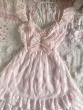 LIZAKOSHT - Sweet Gril Straps Dresses Women Clothes Summer Bow Lace Mini Dress Kawaii Cute Aesthetic Slim Y2k Cuteore Bohemian Short Dress