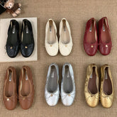 LIZAKOSHT - New Women Flat Shoes Fashion Round Toe Shallow Slip On Ladies Elegant Ballerina Soft Flat Heel Dress Single Shoes New Woman