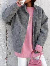 LIZAKOSHT - Women Thick Street Wear Lining Outerwear Female Long Sleeve Button Patchwork Coats Big Pockets Casual Solid Grey Jackets