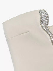 LIZAKOSHT - Sexy Rhinestone Strapless Short Dress Women Elegant V-neck Sleeveless Backless Female Party Dresses 2025 Summer Lady Slim Gowns