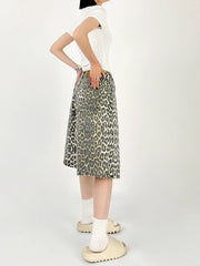 LIZAKOSHT - New Summer American Retro Leopard Pattern Jeans Women's Shorts Loose Versatile Straight Leg Denim Pants