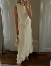 LIZAKOSHT  -  New Russian Explosive Autumn Winter New Evening Banquet Party Elegant Tassel Lace Splicing Set