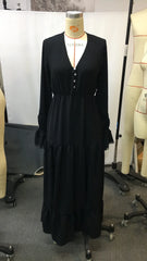 LIZAKOSHT - Women's Vintage Western Cowgirl Dress Country Lace Long Sleeve Casual Boho Chic Maxi Dress for Women Fashion Retro Party