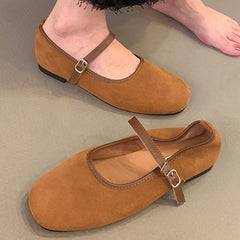 LIZAKOSHT - Autumn Women Flat Shoes Fashion Round Toe Shallow Ladies Casual Mary Jane Shoes Soft Sole Outdoor Ballerinas Shoes New