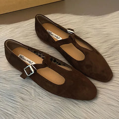 LIZAKOSHT - Autumn Women Flat Shoes Fashion Round Toe Slip On Ladies Elegant Mary Jane Shoes Soft Flat Heel Outdoor Dress Ballerine New Shoe