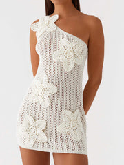 LIZAKOSHT  -  Elegant Lace Midi Dress with V-Neckline and Ruffled Sleeves Floral Embroidery Detail Bodycon Cocktail Dress for Women