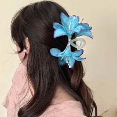 LIZAKOSHT - New Sweet Fairy Lily Flowers Hair Claw Beautiful Spring Large Crab Hair Clips Headdress for Woman Girls Beach Hair Accessories