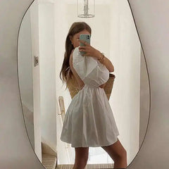 LIZAKOSHT - Slim Fit Bal One Collar Dr Women's Ele Sle ort Sve Cotton Summer Dr Floral Embellied A-Line Skirt