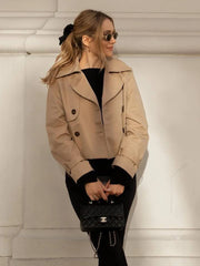 LIZAKOSHT  -  Short Women's Windbreaker Coat Chic Double-breasted Long Sleeve New Outerwear Lady Streetwear Windbreaker Jackets