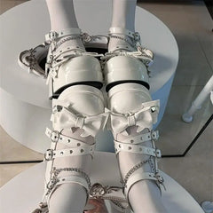 LIZAKOSHT - Spring Women Pumps Lolita Mary Jane Platform Chunky High Heel Ladies Sandals Female Sweet Bow-knot Round Toe Ankle Straps Shoes