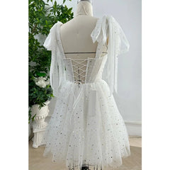 LIZAKOSHT - Spaghetti Straps Strapless Homecoming Dresses for Teen Sparkling Sleeveless Formal Cocktail Gowns A-line Short Prom Gowns