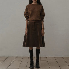 LIZAKOSHT - Women'S Fall/Winter New Arrival Oversized High-Waisted A-Line Midi Skirt With Retro Flannel Fabric