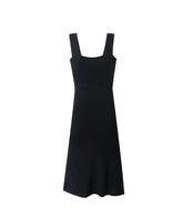 LIZAKOSHT  -  Spring New European and American Holiday Style Solid Color Sexy Square Collar Side Split Leisure Dress