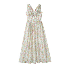 LIZAKOSHT - New European and American Holiday Style Hot Girl Sexy Deep V-neck Stitching Slim Figure Dress