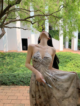 LIZAKOSHT - Backless Lace-up Printed Helter Long Dress Korean Fashion Backless Sleeveless Summer Fashion V Neck Sexy Dresses