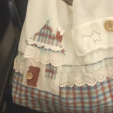 LIZAKOSHT - Contrast Color Y2k Plaid Tote Bag Casual All Match Vintage Shoulder Handbags Korean Trendy Office Lady Canvas Bag Fashion Women