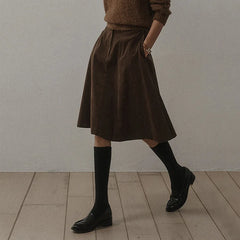 LIZAKOSHT - Women'S Fall/Winter New Arrival Oversized High-Waisted A-Line Midi Skirt With Retro Flannel Fabric